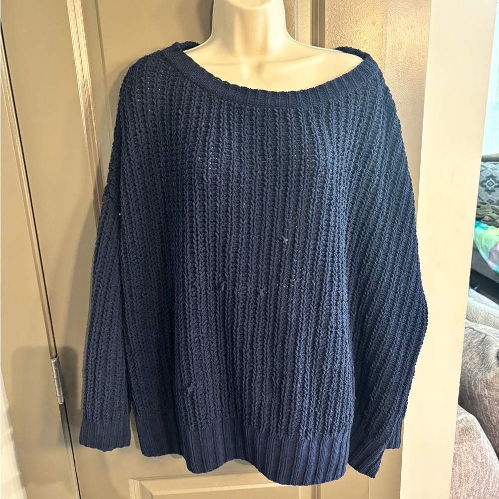 American Eagle Outfitters Deep Blue Knit Sweater